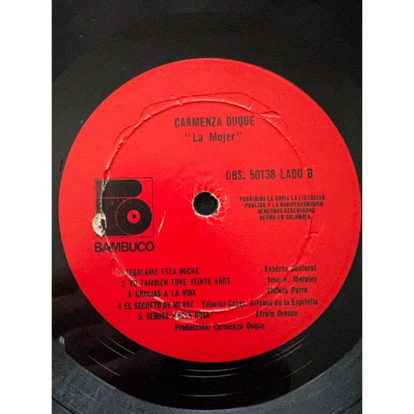 Carmenza Duque La Mujer LP Bambuco Records 50138 Import Columbia VG+ - Picture 8 of 8